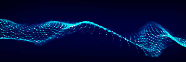 istock Dynamic sound wave of particles. Music futuristic flow. Abstract technology background. 3D rendering. 1401881565