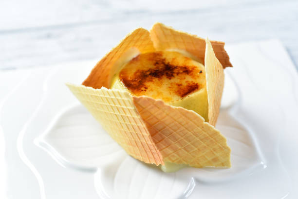 istock Apple ice cream creme brulee with waffles 1401882090