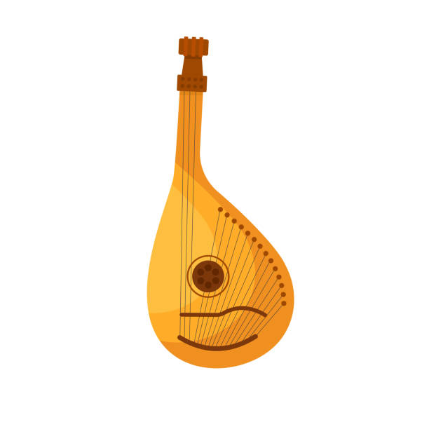 ilustraciones, imágenes clip art, dibujos animados e iconos de stock de instrumento musical tradicional ucraniano bandura. instrumento musical de cuerda pulsada bandura - ukrainian culture audio