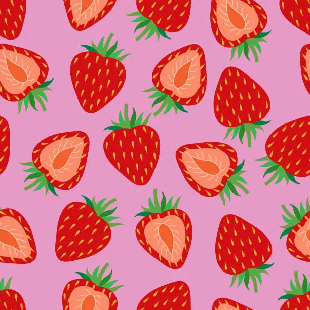 Vector illustration of Strawberry seamless pattern .