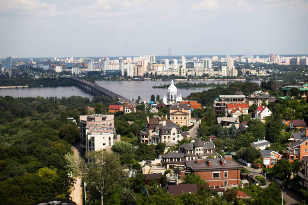 istock Kyiv rooftop view panorama with urban architectures 1401894189