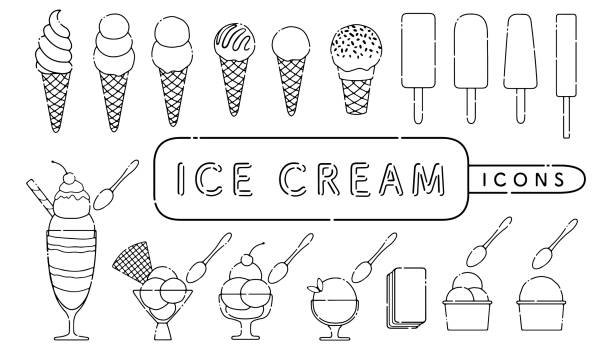 ilustrações de stock, clip art, desenhos animados e ícones de watercolor icon set of ice cream and parfait - parfait glass