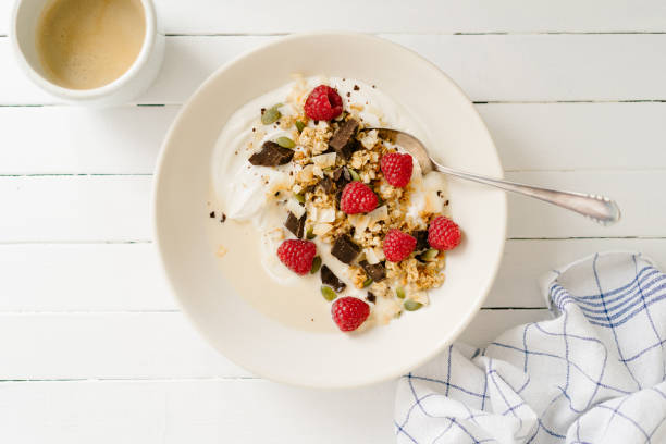istock Granola with raspberries and chocolate 1401894974