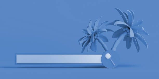 istock Web search box with palm trees. Summer vacation booking. Copy space. 3D Illustration. 1401895255
