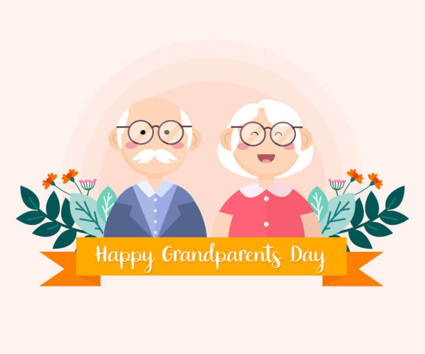 ilustrações de stock, clip art, desenhos animados e ícones de grandparents day is celebrated to show the bond between grandparents and grandchildren. - grandparent grandfather humor grandchild