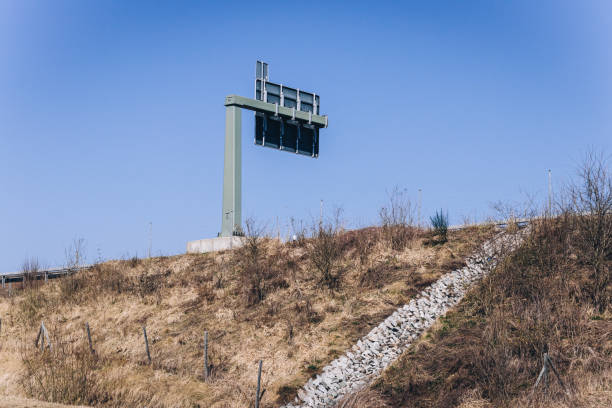 istock A metal structure with a billboard installed on the side of the autobahn 1401896789