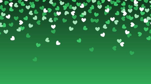Green heart confetti design vector art illustration