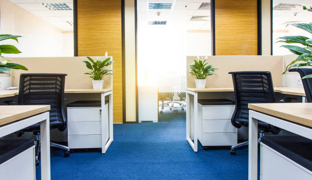 istock Working area in modern office  and meeting room. interior 3d rendering 1401901044