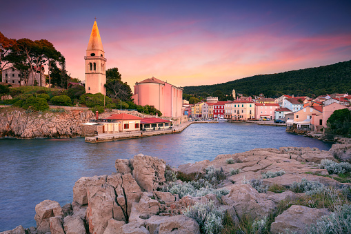Cityscape image of iconic village Mali Losinj, Croatia located on Cres Island at sunset.