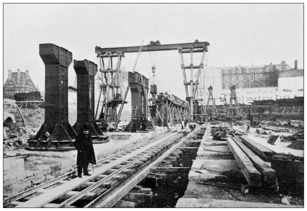 Antique photo: Railway construction works between Orleans and Paris