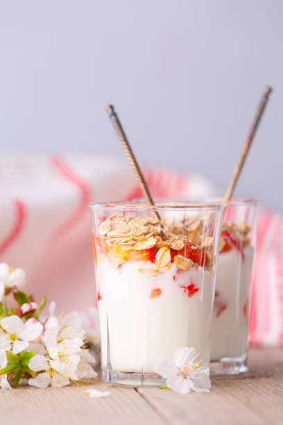 istock Fresh Strawberry yogurt and muesli still-life 1401904605