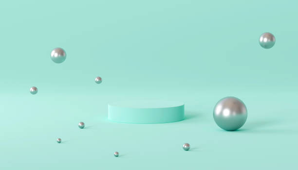 istock Cylinder podiums on green background. 1401908804