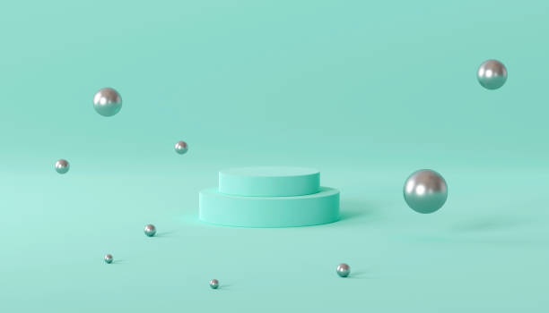 istock Cylinder podiums on green background. 1401908812