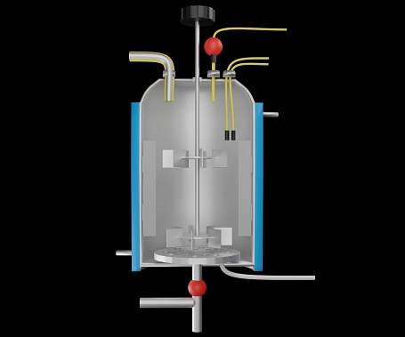 isolated Industrial bioreactor mechanical for aeration and agitation principle 3d rendering