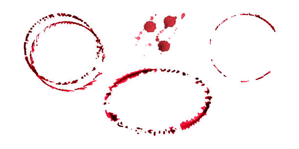 赤ワインの水彩画の丸い斑点、滴、水しぶき、こぼれたワイングラス、アイコン。 - spilling wine glass drink点のイラスト素材／クリップアート素材／マンガ素材／アイコン素材