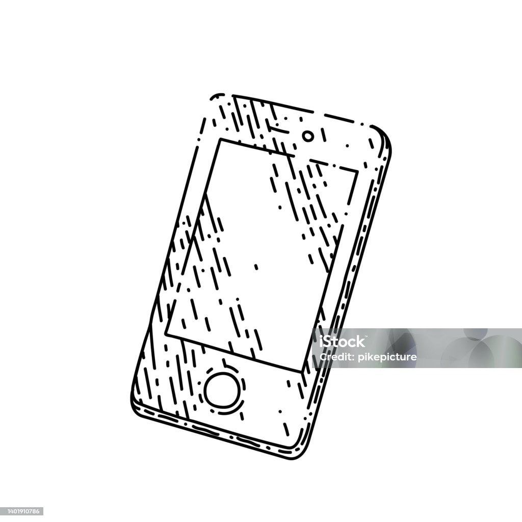 Phone Screen Sketch Hand Drawn Vector Stock Illustration - Download