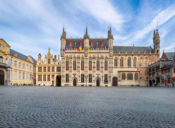 town hall in bruges, belgium - 比利時皇室 個照片及圖片檔