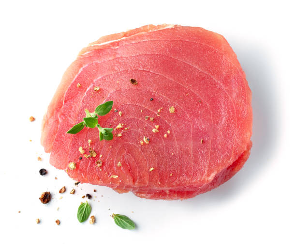 fresh raw tuna steak - tuna tuna steak raw freshness imagens e fotografias de stock