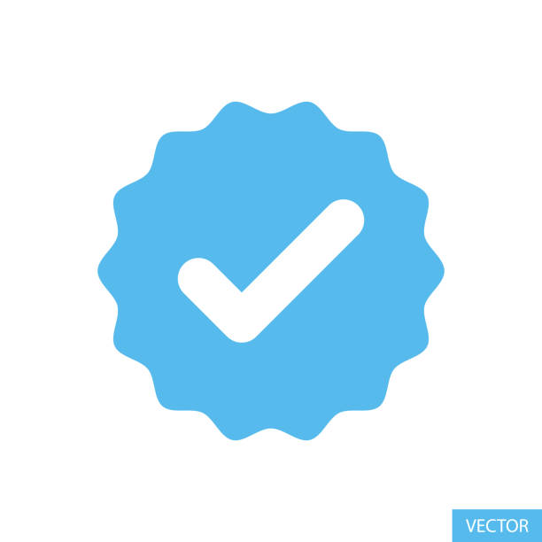 stockillustraties, clipart, cartoons en iconen met blue verified tick or valid seal vector icon in flat style design for website design, app, ui, isolated on white background. payment is done tick icon. validation concept. eps 10 vector illustration. - verificatie