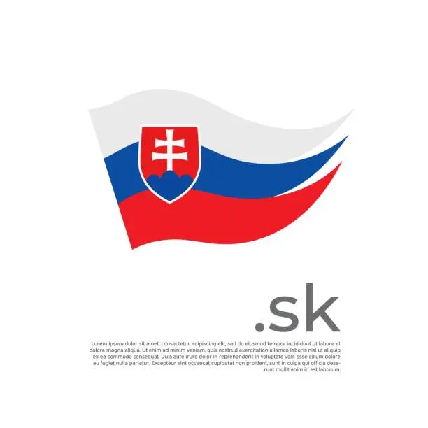 Vector illustration of Slovakia flag. Colored stripes slovakia flag on a white background. Vector design of national poster with sk domain, place for text. Tricolor, brush strokes. State patriotic banner, cover