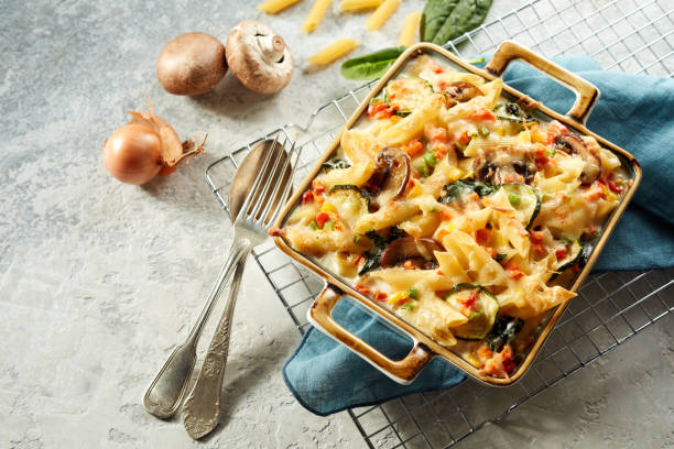 istock Baked pasta in casserole served on table 1401921469
