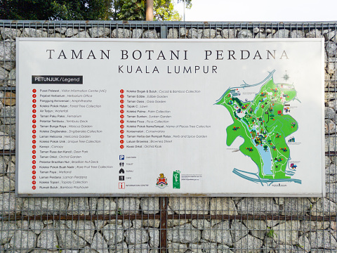 Kuala Lumpur,Malaysia - May 22,2022 : Legend of the Kuala Lumpur Perdana Botanical Gardens, it's also knowns as Taman Botani Perdana in malay language.