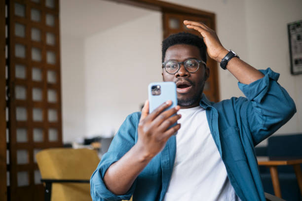 Reading about shocking news using a smart phone
