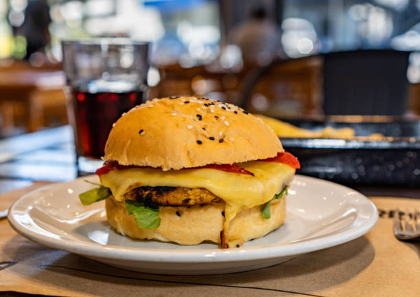 istock a veggie burger with fries 1401935146