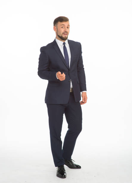 istock young businessman in a suit posing with different emotions on a white background in the studio isolated in full growth 1401935463