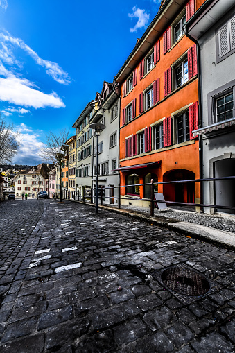Beautiful Colors Of Houses At Bremgarten, Aargau Canton, Switzerland