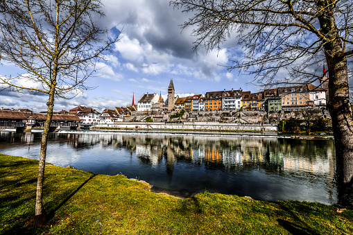 Across Rhine River View Of Bremgarten Municipality In Switzerland
