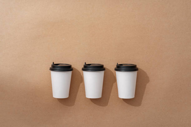 istock Top view of paper take out coffee cups 1401936520