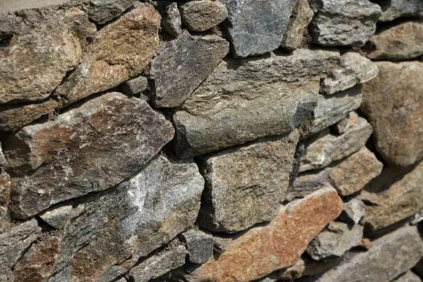 Natural stone wall in a garden