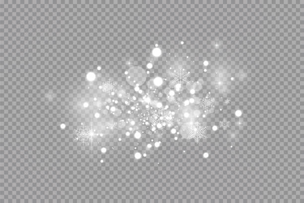 illustrations, cliparts, dessins animés et icônes de effet lumineux lumineux. illustration vectorielle. poussière de flash de noël. étincelles blanches et paillettes et flocons de neige effet de lumière spécial. le vecteur scintille sur le fond transparent. particules magiques étincelantes de poussièr - isolated on gray flash