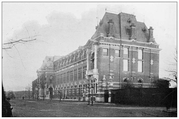 Antique photo: Institut Pasteur in Lille Antique photo: Institut Pasteur in Lille pasteur institute stock illustrations