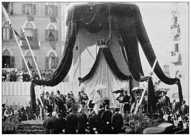 istock Antique photo: King and Queen of Italy in Cagliari, Sardinia 1401939614