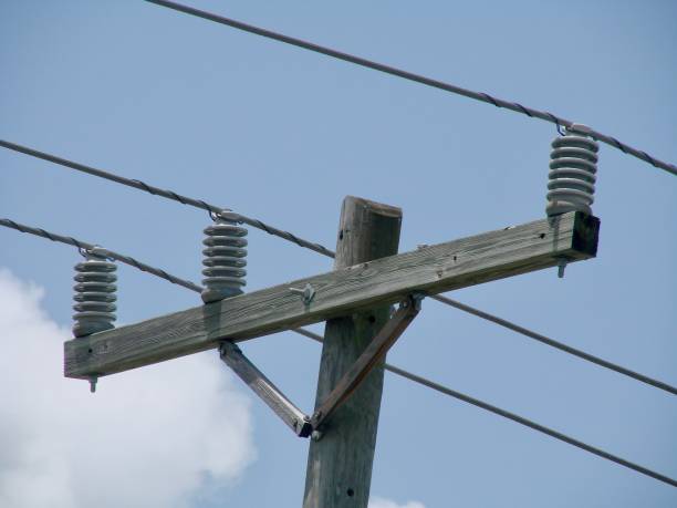 istock Power line at the top of pole 1401940327