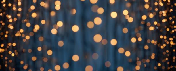 istock Defocused lights abstract bokeh background - blue gold celebration party Christmas 1401942779