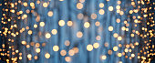 istock Defocused lights abstract bokeh background - blue gold celebration party Christmas 1401942849