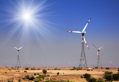 wind farm - turning windmills in rajasthan india