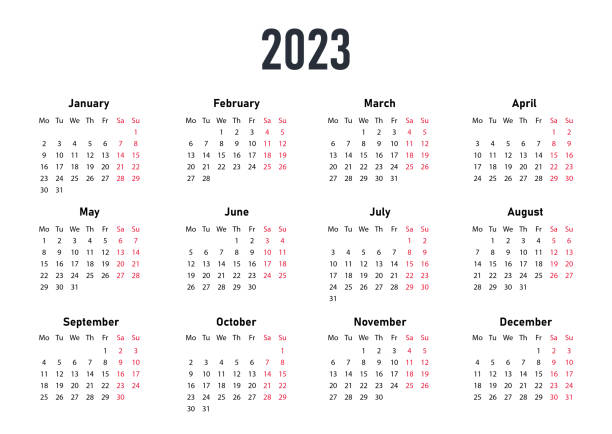 illustrazioni stock, clip art, cartoni animati e icone di tendenza di calendario vettoriale bianco 2023 - june