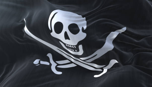 bandeira de pirata balançando - naval flag - fotografias e filmes do acervo