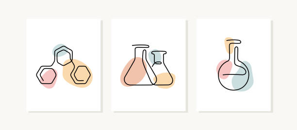 kontinuierliche linienposter der chemischen wissenschaft - abstract dna backgrounds education stock-grafiken, -clipart, -cartoons und -symbole