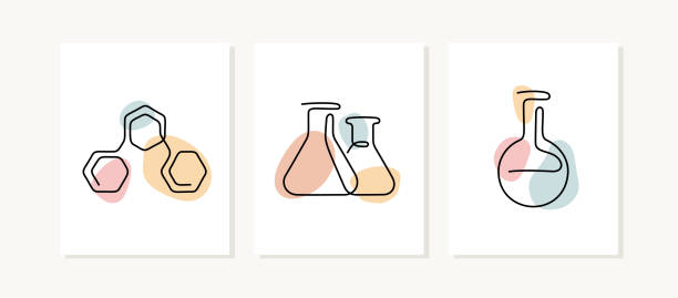 ilustrações, clipart, desenhos animados e ícones de pôsteres de linha contínua da ciência química - abstract dna backgrounds education