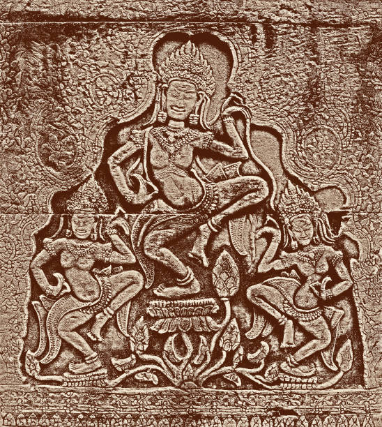 Angkor Wat complex, Cambodia, 02.06.2025, close-up relief in the Angkor Wat complex, the ancient temple of Ta Prohm, Cambodia