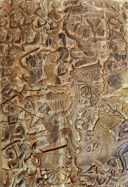 istock Bas-relief stone carving in Cambodia 1401959963