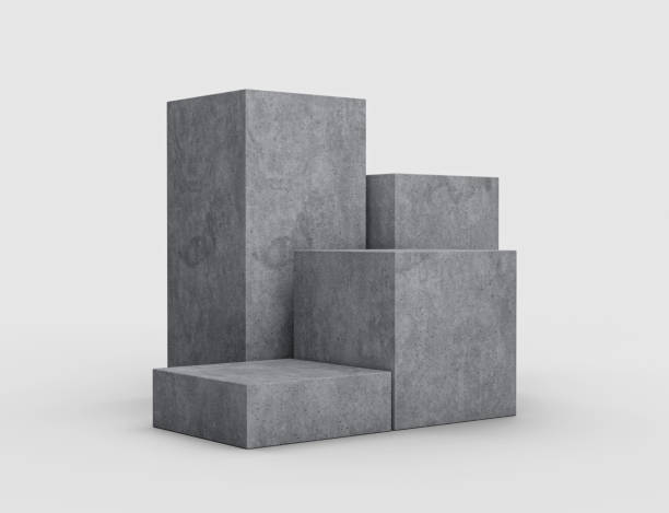 istock 4 Minimal empty podium product presentation concrete podium stand Five Products on white background Pedestal 3d illustration 1401960882