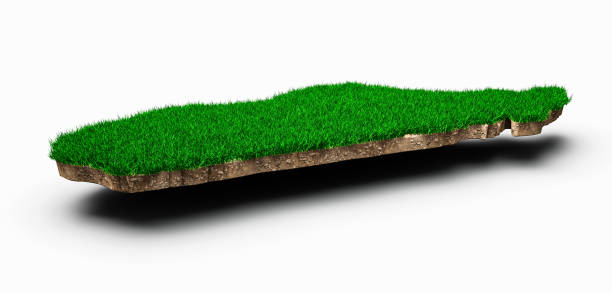 istock Madagascar Map soil land geology cross section with green grass and Rock ground texture 3d illustration 1401961060
