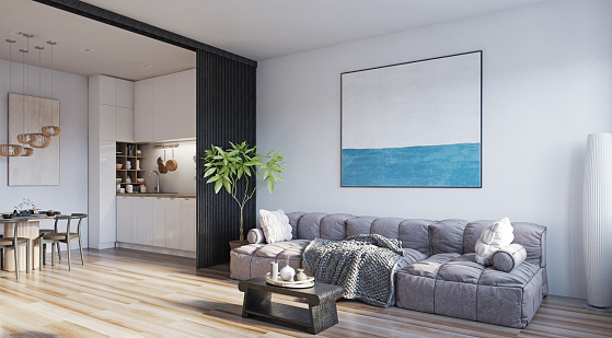 modern living room interior. 3d rendering design concept