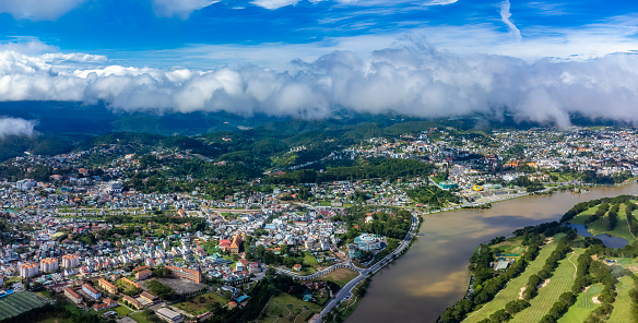 Aerial view of Da Lat city which is a very famous destination for tourists.
